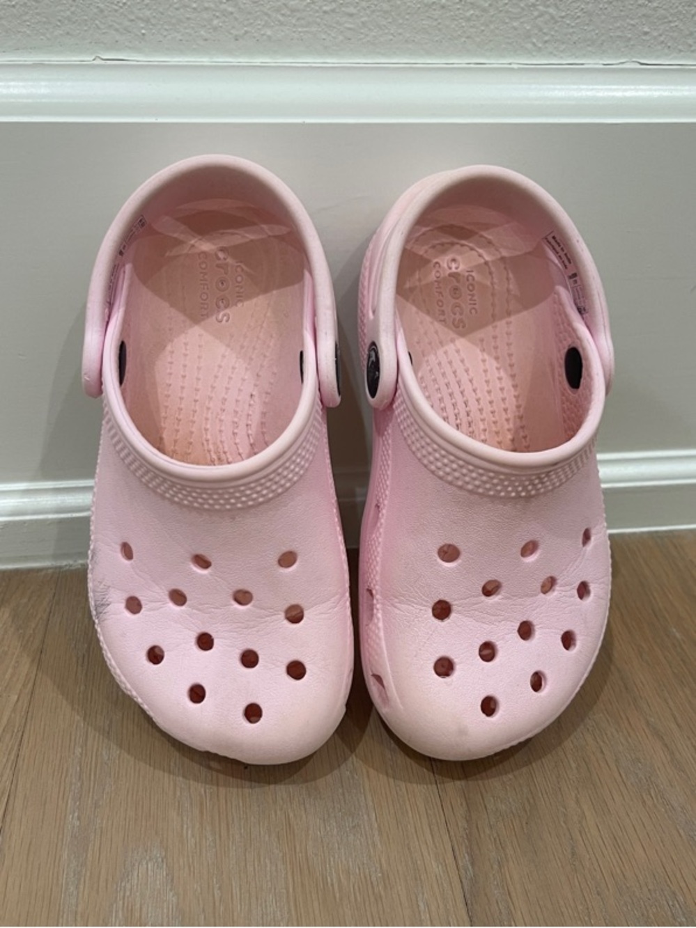 CROCS Kids Light Pink Classic Clogs with Heel Strap